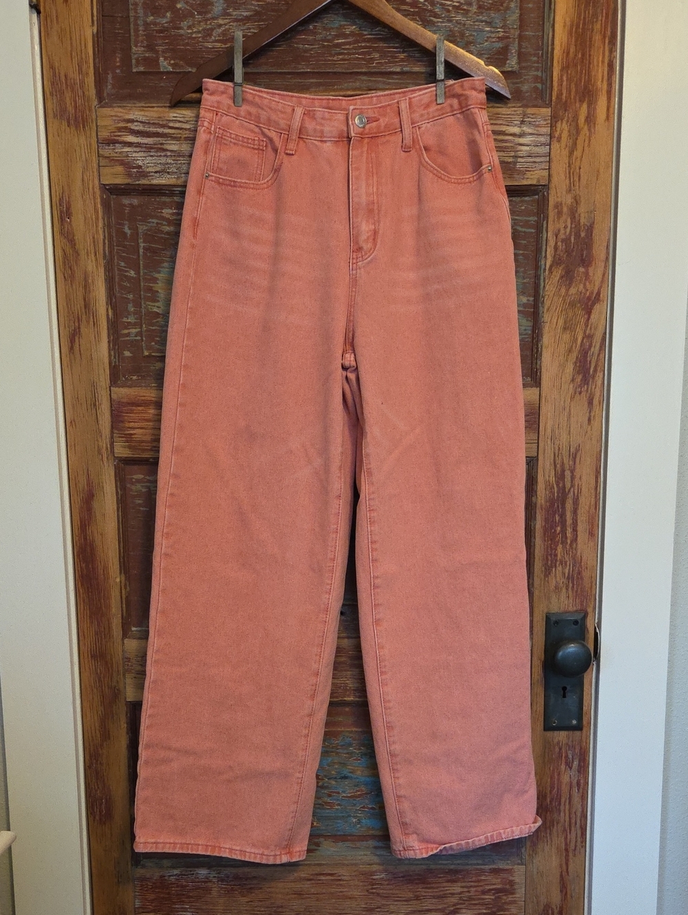 Wide Leg High Rise Jeans in Dusty Rose